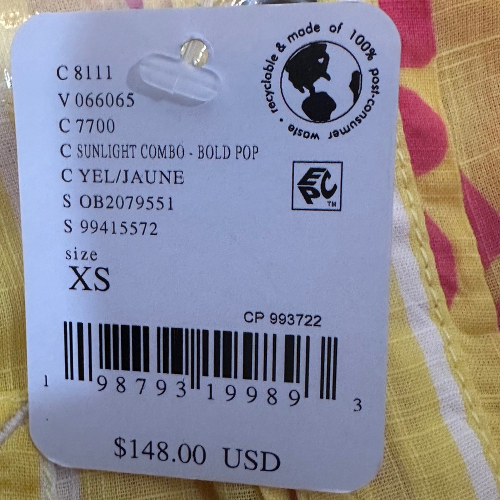 We The Free Shirt NWT women's XS Yellow Pink Hidden Flower Camo Oversized Button - Picture 9 of 12